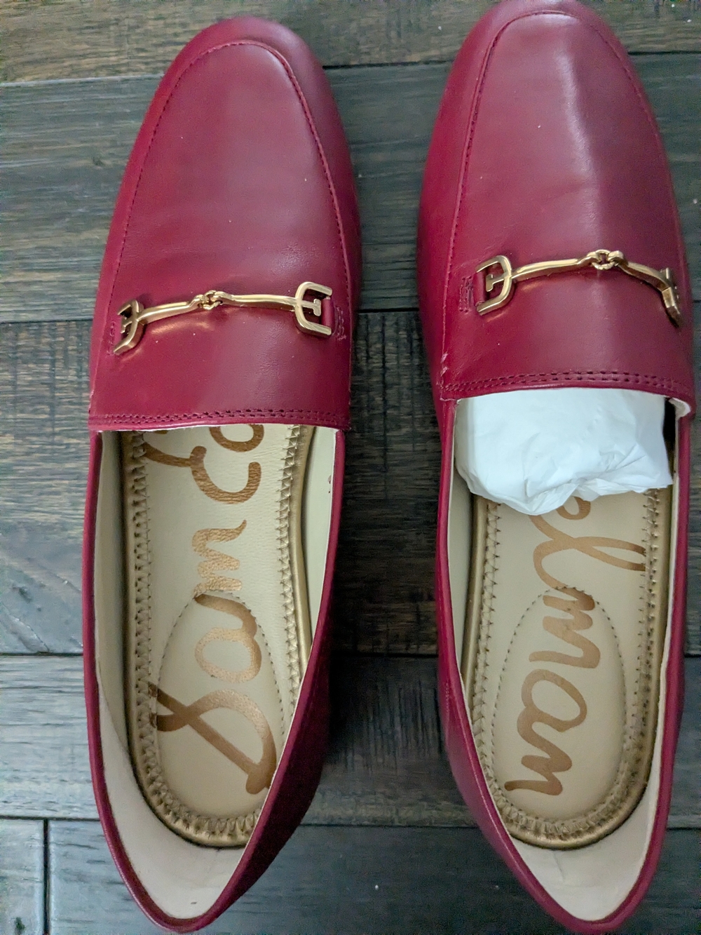 Sam Edelman Burgundy Leather Horsebit Loafers